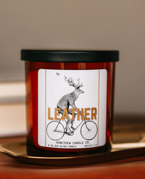 Leather Candle 8 oz by HoneydewCandleCo