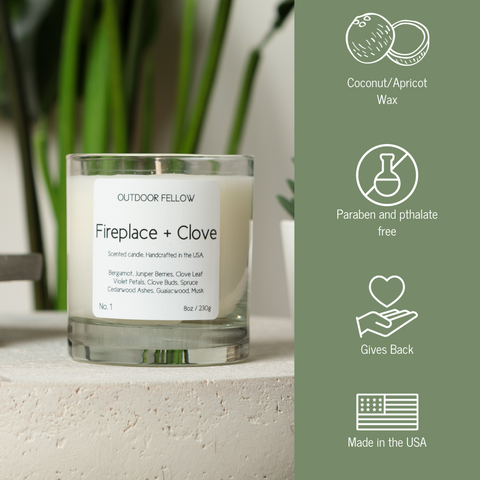 Fireplace and Clove Scented Candle by Outdoor Fellow